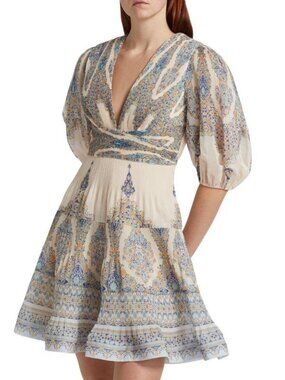 Zimmermann Printed Plissé-Organza Mini Dress